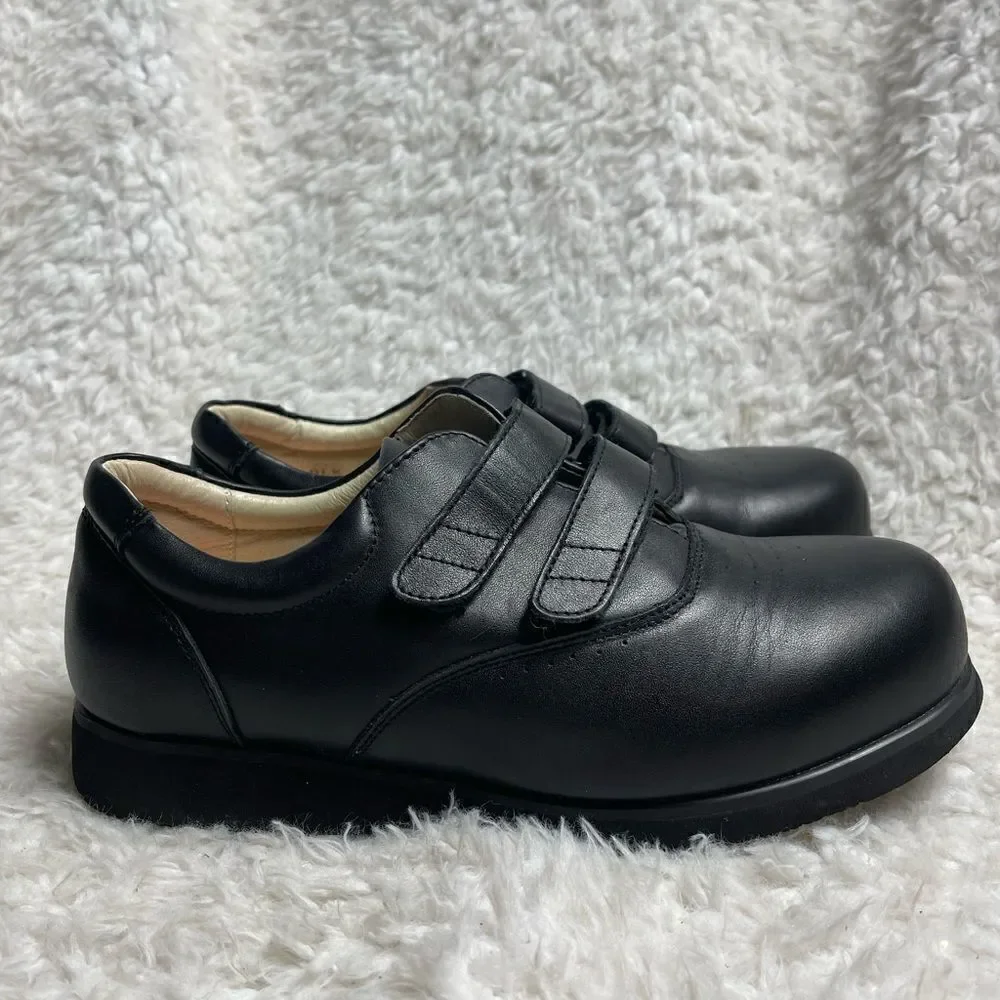 Mt.Emey Double VStraps Black Leather Men Therapeutic Shoes Size10.5.